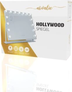 Novalie Hollywood Spiegel Met Verlichting - 65 Cm X 50 Cm - Make Up Spiegel Met Led Lampen – Visagie – Dimbaar / 3 Lichtstanden – Voor Hem / Haar Cadeau – 10x Vergroting – Met Tru-Daylight Verlichting – Wit -Cosmeticawinkel 934x1200 1