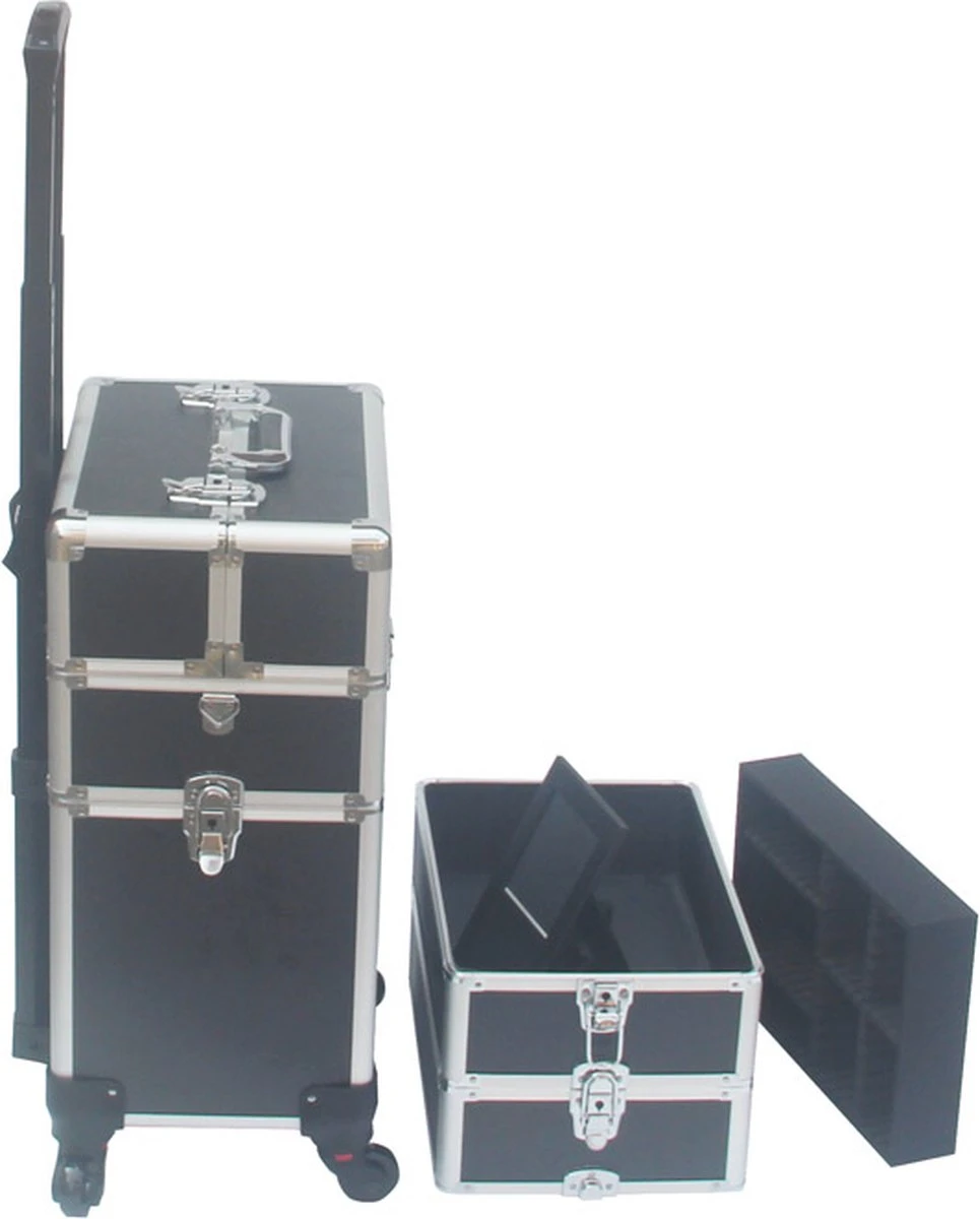 VDD Aluminium Visagie Kappers Koffer Trolley - Make-up Schmink Nagel Koffer Trolley - Zwart 5 VDD Aluminium Visagie Kappers Koffer Trolley - Make-up Schmink Nagel Koffer Trolley - Zwart - Afbeelding 3