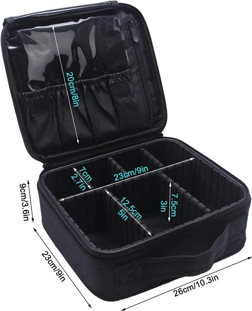Cosmetica Koffer - Make-up Koffer Met Verstelbare Vakken - Visagie En Nagelstyliste Beauty Koffer - 26x23x9CM 17 Cosmetica Koffer - Make-up Koffer Met Verstelbare Vakken - Visagie En Nagelstyliste Beauty Koffer - 26x23x9CM - Afbeelding 15