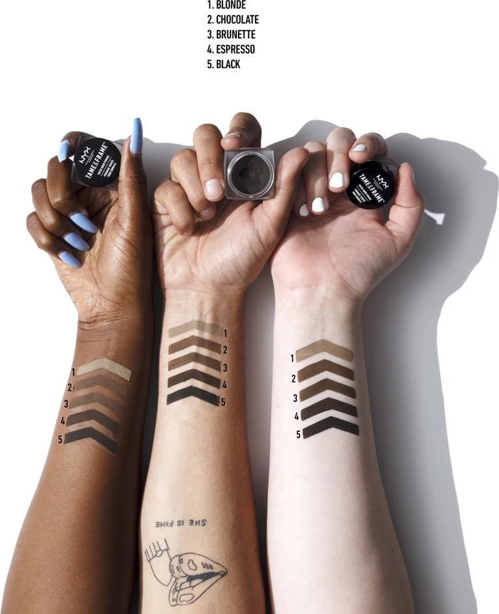 NYX Professional Makeup Tame & Frame Brow Pomade - Chocolate TFBP02 - Wenkbrauwgel - 5 Gr 6 NYX Professional Makeup Tame & Frame Brow Pomade - Chocolate TFBP02 - Wenkbrauwgel - 5 Gr - Afbeelding 4